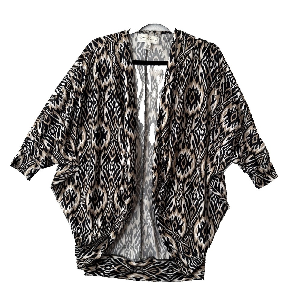 French Laundry Soft Relaxed Open Dolman Elbow Sleeve Cardigan M Boho Aztec Edgy